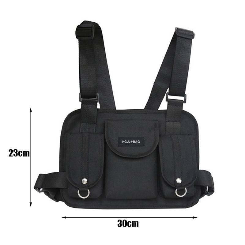 Men Tactical Shoulder Bags Chest Rig Bag Hip Hop Streetwear Men Functional Waist Packs Adjustable Pockets Waistcoat Kany 23