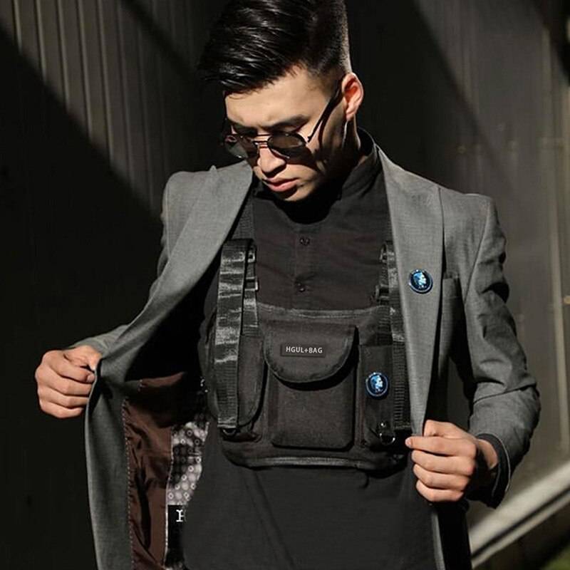 Elenxs Vest BagUnisex Chest Bag Hip Hop Style Vest Crossbody Bag Fashion Chest Rig Vest Waist Bag, Men's, Size: No.1