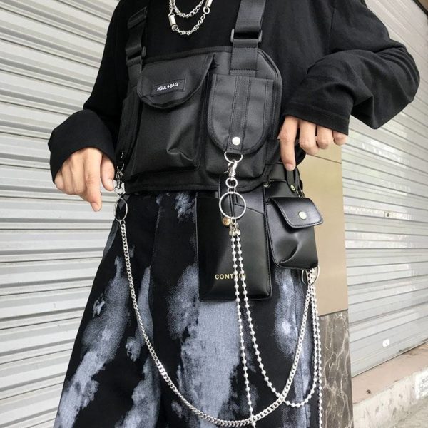 Men Tactical Shoulder Bags Chest Rig Bag Hip Hop Streetwear Men Functional Waist Packs Adjustable Pockets Waistcoat Kanye West