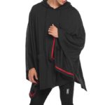 Men’s Black Poncho Cape Hoodie Fashion Coat Pullover Cloak Hipster Hip Hop Streetwear Casual Hoodie Sweatshirt with Pocket XXL
