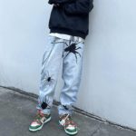 Men’s Black Spider Washed Color Streetwear Jeans