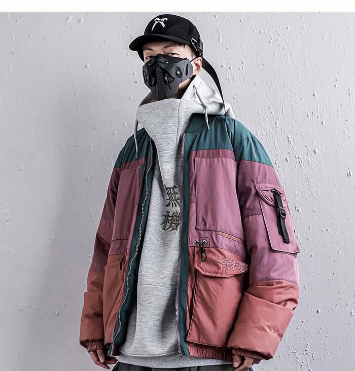 Men8217s Color Block Thicken Techwear Winter Jacket 6