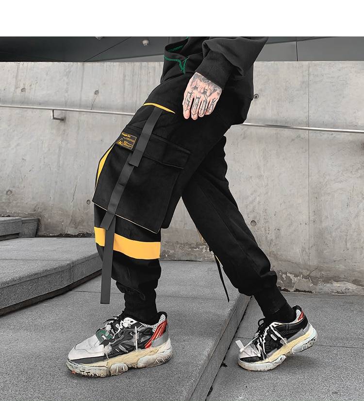 Men8217s Color Detail Techwear Style Jogger Pants 4
