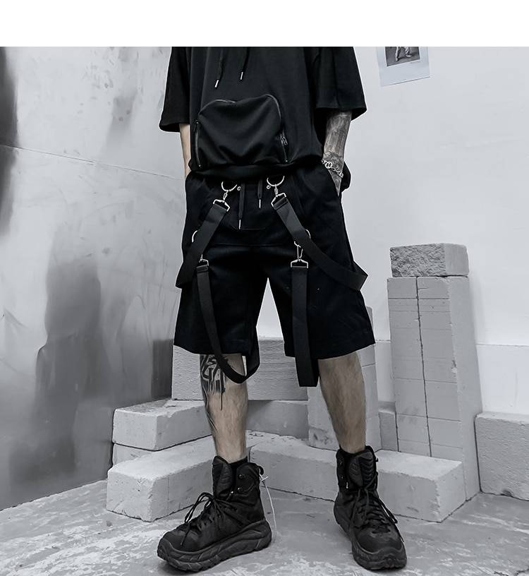 Men8217s Cotton Tactical Straps Oversized Techwear Shorts
