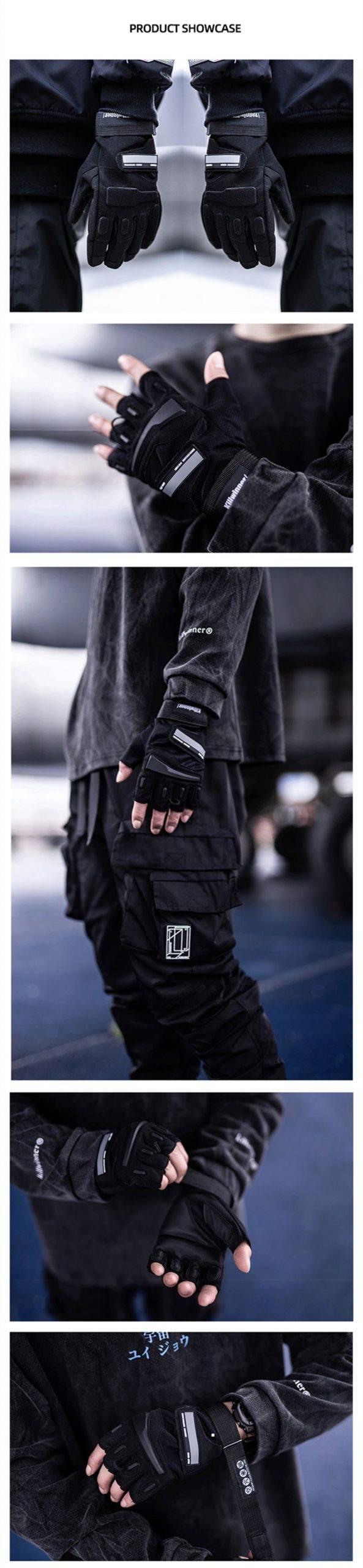 Men8217s Half Full Finger Reflective Techwear Gloves 2