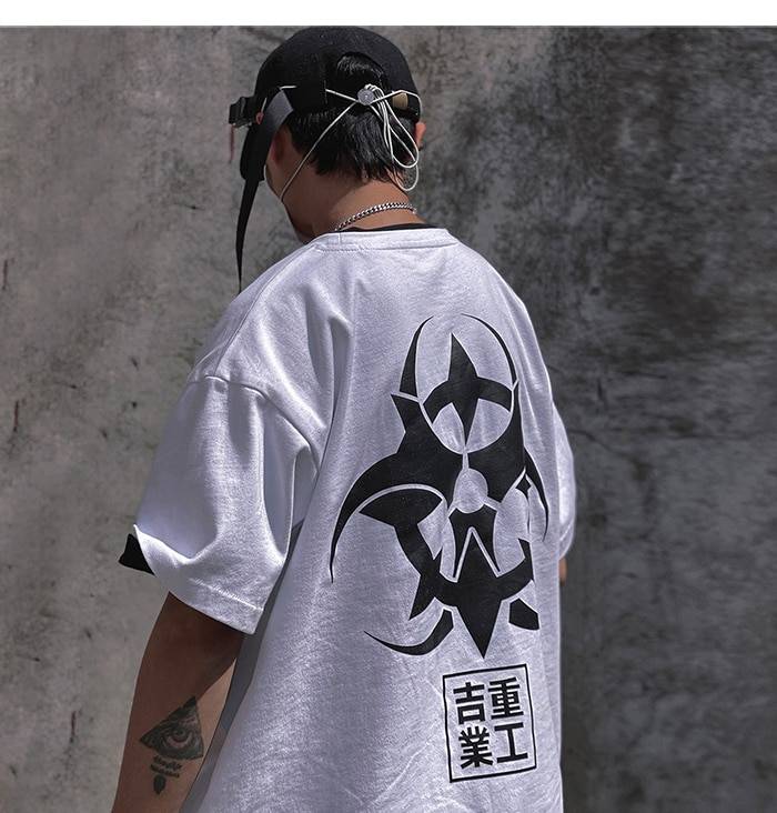 Men8217s Radiation Sign Oversized Techwear T Shirt 5