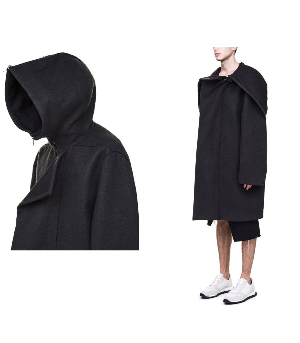 Men8217s Solid Black Capsule Hooded Techwear Coat 1