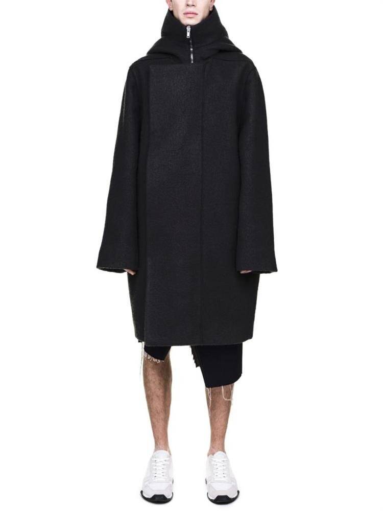 Men8217s Solid Black Capsule Hooded Techwear Coat 2
