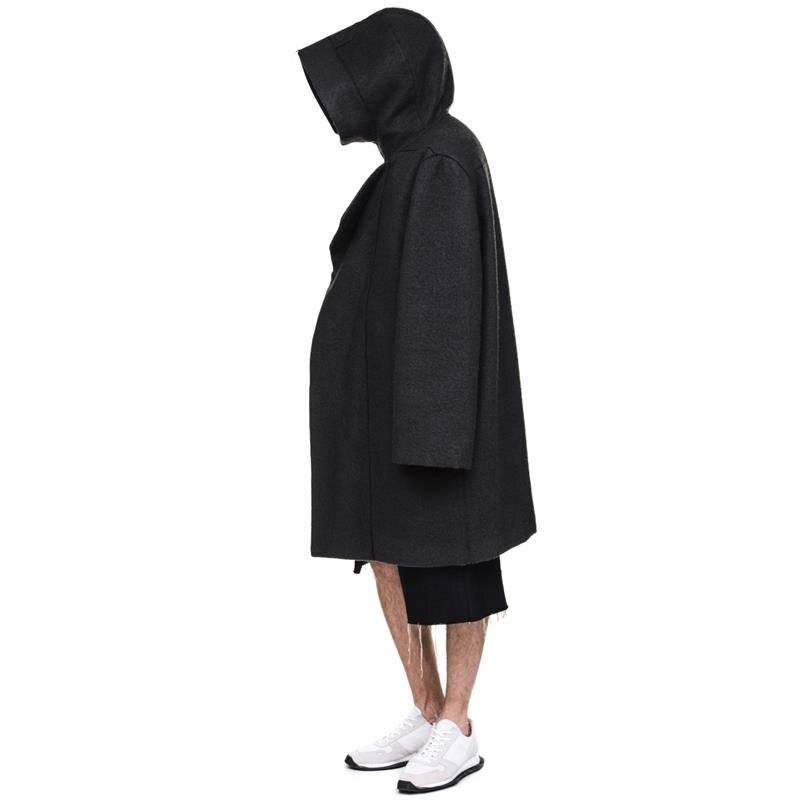 Men8217s Solid Black Capsule Hooded Techwear Coat 3