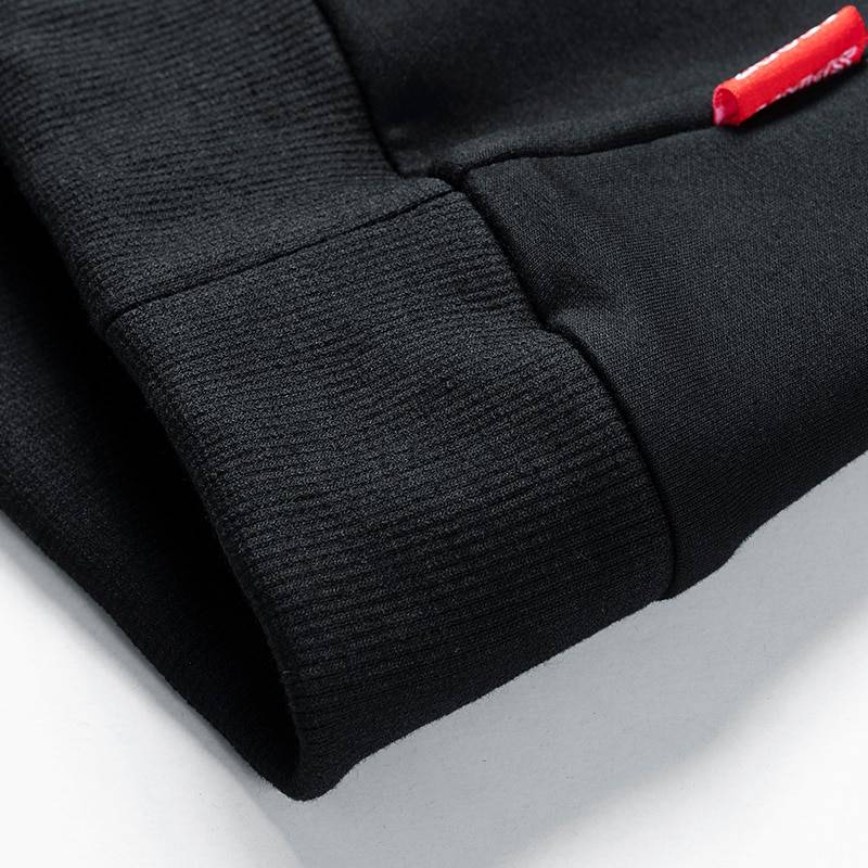 Men8217s Solid Black Cargo Pockets Techwear Hoodie 1