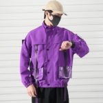 Men’s Transparent Pockets Oversized Techwear Bomber Jacket