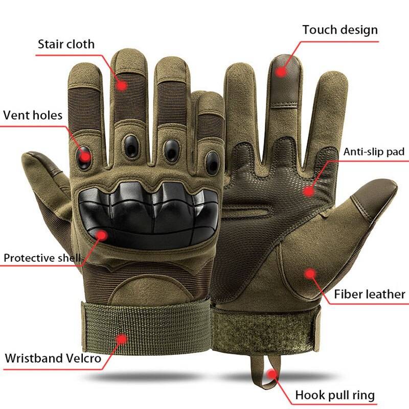 Military Tactical Full Finger Men Gloves Touch Screen Paintball Airsoft Hard Knuckle Outdoor Climbing Riding Army Combat 9