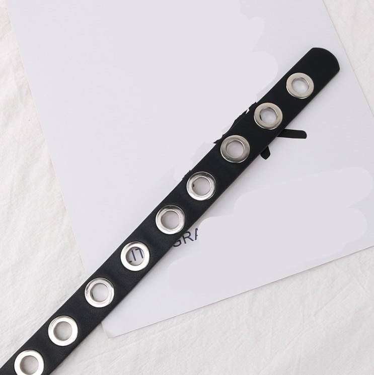 New Gothic Faux Leather Belt lady silver pin Metal Chain Ring Waist Strap Street Dance Decorate belts for women girl jea 15