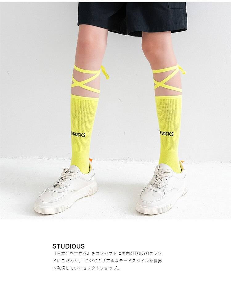 One Pair Fluorescent Bandage Socks Female Letter Printed Fashion Nightclub Personality Reflective Cross Sport Skateboard Socks 