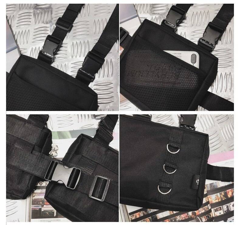 Punk Chest Waist Bag Hip Hop Tactical Streetwear Pack Unisex Outdoor Functional Vest Bags Two Pockets Harness Rig Bag XA 26