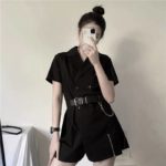 QWEEK Gothic Punk Blazer Dress Women 2021 Summer Streetwear Goth Harajuku Korean Fashion Black Mini Dress Staple Short Sleeve