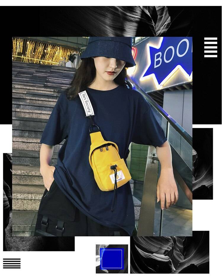 Small Canvas Chest Pack for Men Women Crossbody Bags Hip Hop Streetwear Bag Fanny Pack Multifunction Mini Belt Waist Che 8