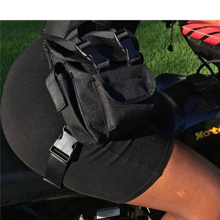 Solid Black Oxford Techwear Waist Bag with Tactical Belt 2