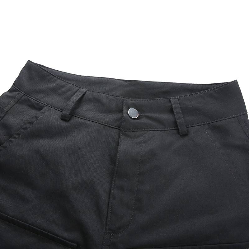 Sweetown Black Cargo Pants Women Fashion 2020 Pockets Patchwork Hippie Trousers Fake Zipper Woven High Waist Streetwear 1 18