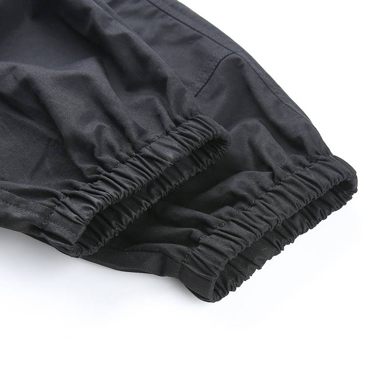 Sweetown Black Cargo Pants Women Fashion 2020 Pockets Patchwork Hippie Trousers Fake Zipper Woven High Waist Streetwear 1 24