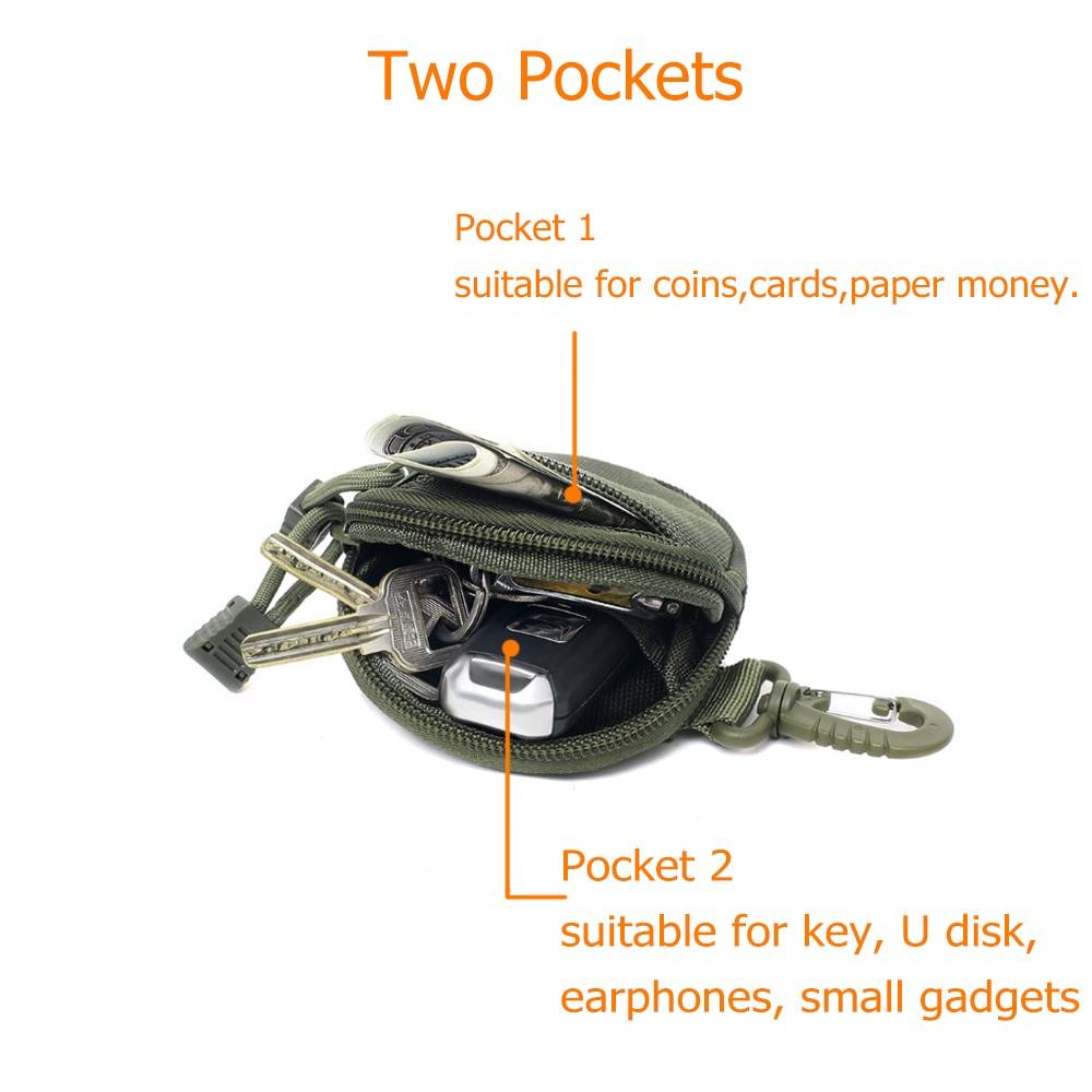 Tactical EDC Pouch Military Key Earphone Holder Men Coin Wallet Purses Army Coin Pocket with Hook Waist Belt Bag for Hun 14