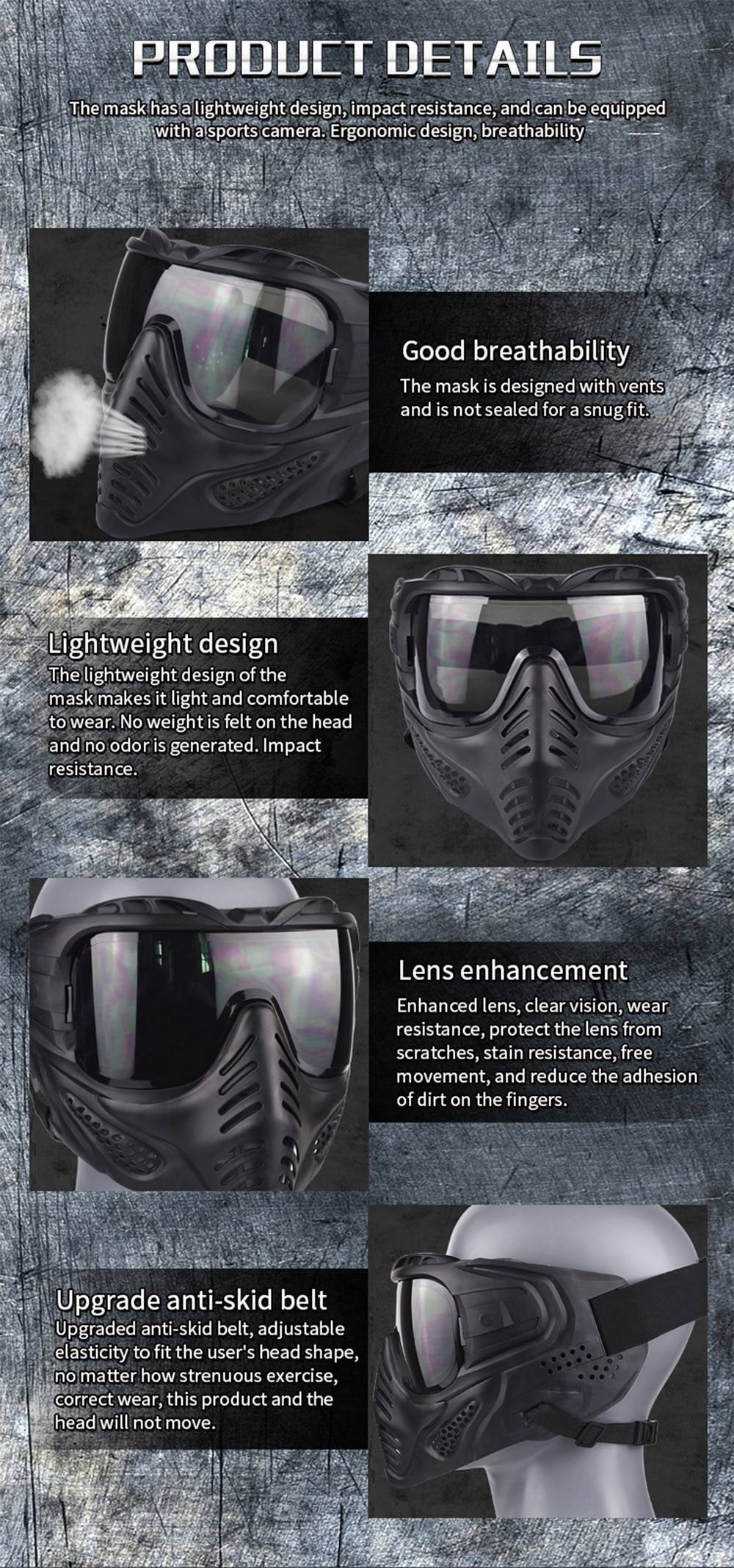 Tactical Full Face Protective Mask Masquerade Cosplay Mouth Mask Military Hunting Shooting Airsoft Paintball Goggles Mas 17