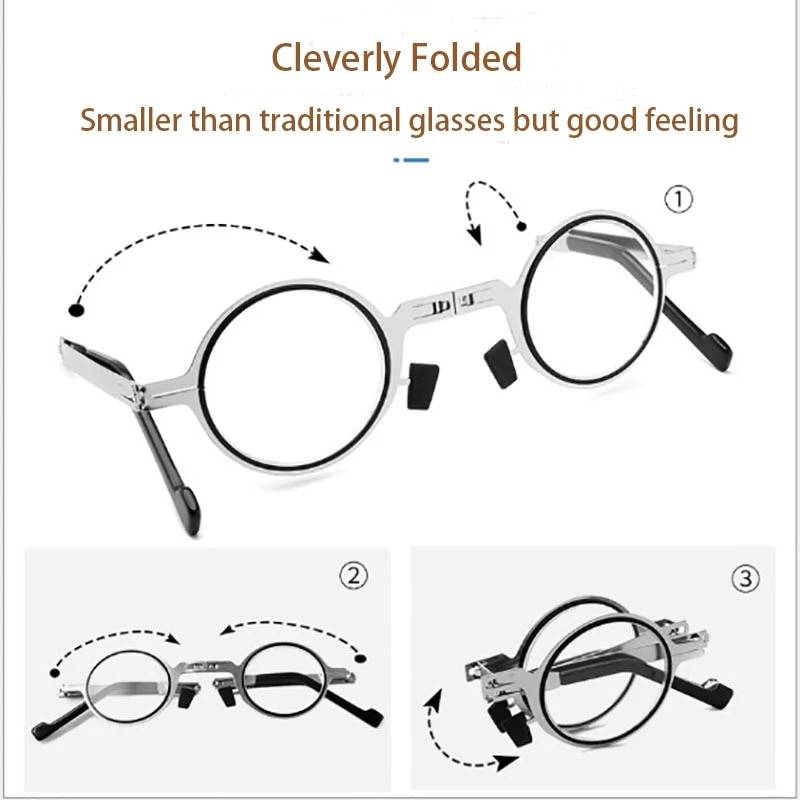 Techwear Metal Round Folding Reading Glasses Men Blue Light Computer Eyewear Male Grade Glasses Narrow Eyeglasses Frame 1 9