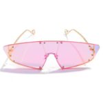 Vintage Sunglasses Women 2019 Cat Eye Rimless Sun Glasses Men Luxury Brand Designer Sunglasses Rivet One Piece Eyewear