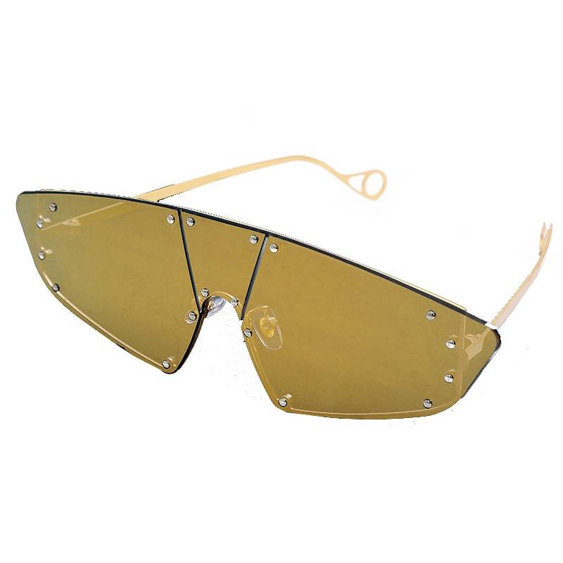 Vintage Sunglasses Women 2019 Cat Eye Rimless Sun Glasses Men Luxury Brand Designer Sunglasses Rivet One Piece Eyewear 21
