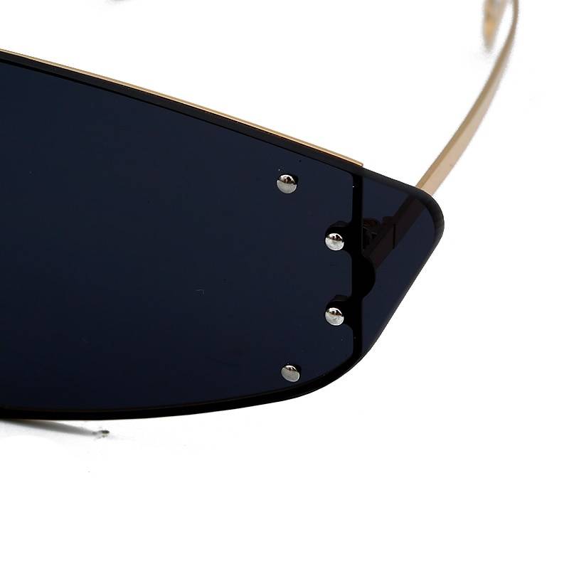 Vintage Sunglasses Women 2019 Cat Eye Rimless Sun Glasses Men Luxury Brand Designer Sunglasses Rivet One Piece Eyewear 25