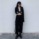 With Belt Reflective Oversize Cargo Pants Women Joggers Women Gothic Black Streetwear Trousers Korean Style Harajuku High Waist