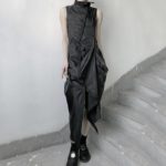Women’s Asymmetric Draped Techwear Maxi Dress