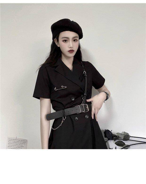 Women8217s Solid Black Harajuku Mini Dress with Harness 3