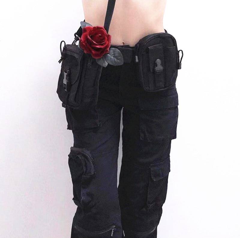 Y Demo Techwear Harajuku Girl Zipper Pocket Belt Punk Rock Adjustable Waist Belt For Women Streetwear 24