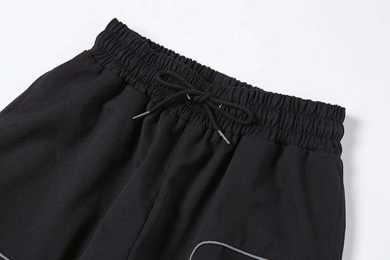 Zoki Women Reflective Sweatpants Spring Fashion Loose Cargo Hip Hop Pants Casual Black Streetwear Female Joggers Trouser 15