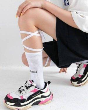 Neon Color Techwear Socks With Fluorescent Straps