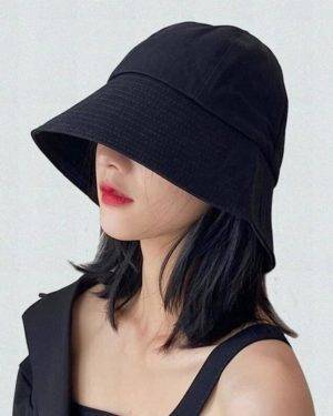 Unisex Solid Color Cotton Techwear Bucket Hat