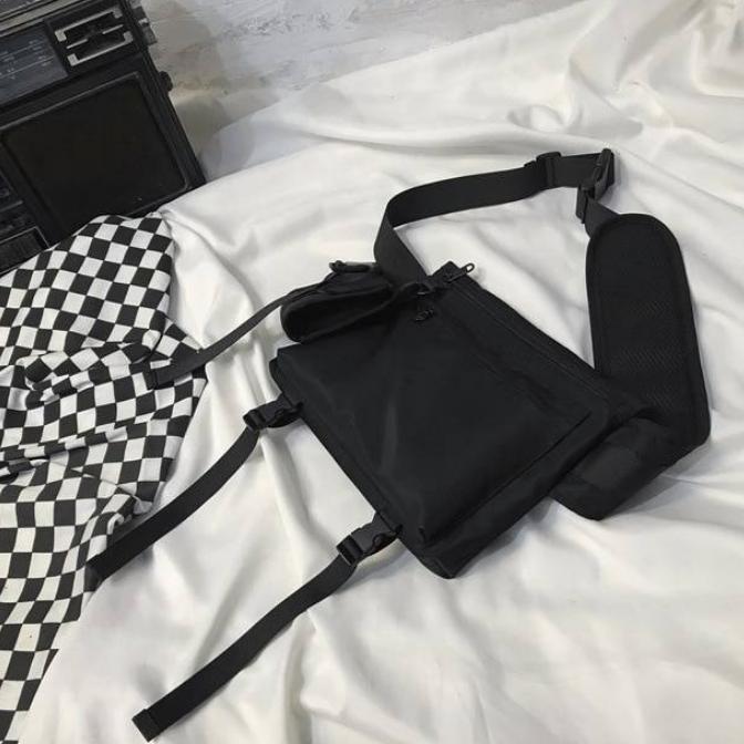 Black Tactical Straps Techwear Sling Bag